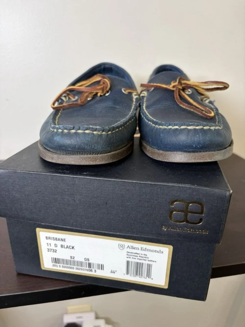 Allen Edmonds Northland Blue Leather Dockside Boat Shoes Men’s 11 Lace Up